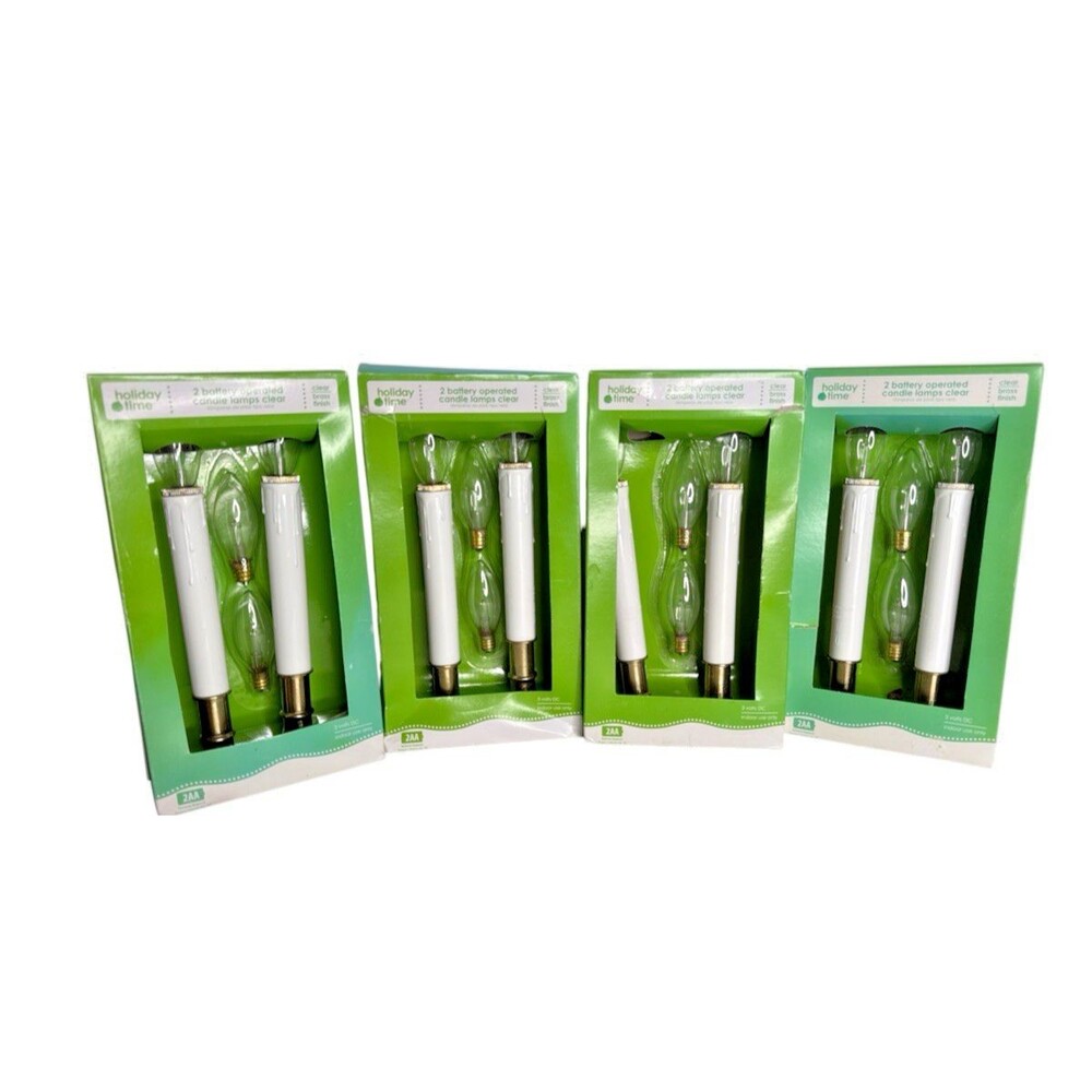 Holiday Time Battery Window Candles Lot of 8 Brass Finish 8 Spare Bulbs